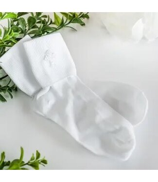 White Unisex First Communion Dress Socks with Cross