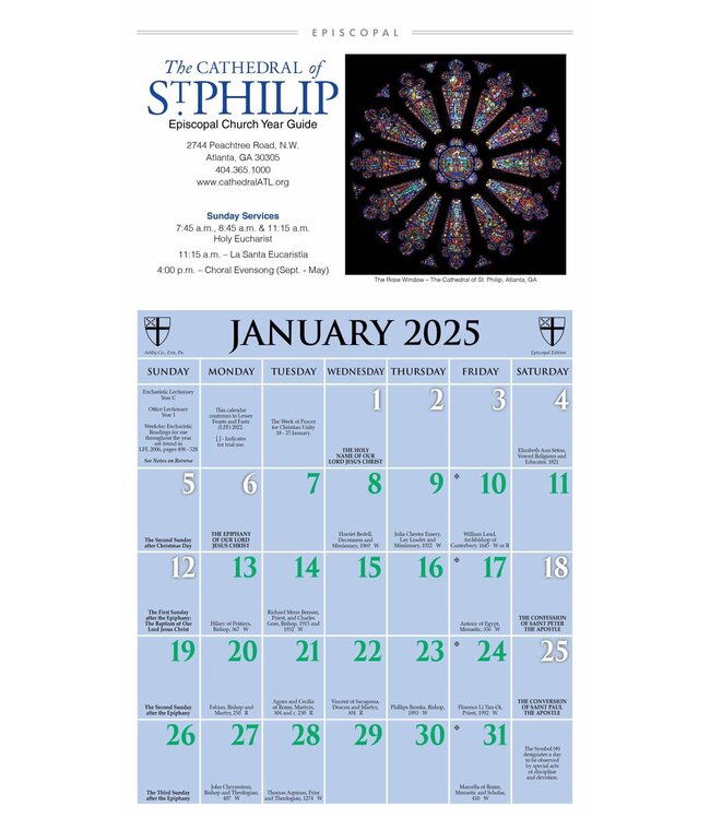 Ashby 2025 The Cathedral of St. Philip Calendar