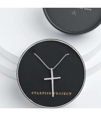 The Classic Cross Necklace in Sterling Silver 21"