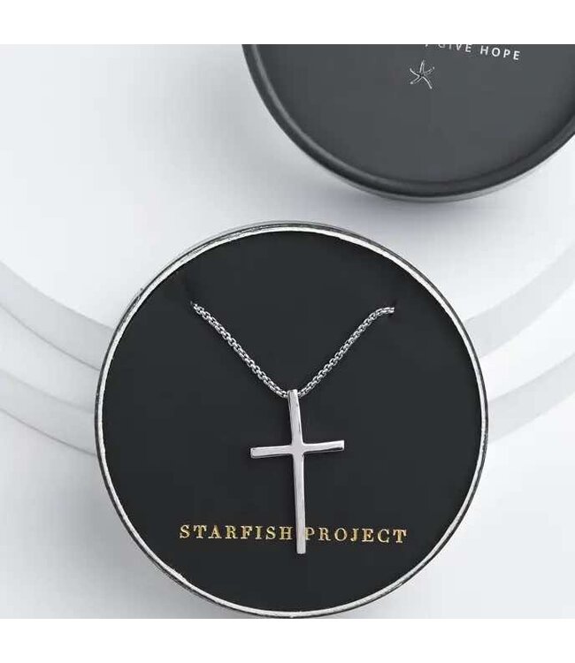 The Classic Cross Necklace in Sterling Silver 21"