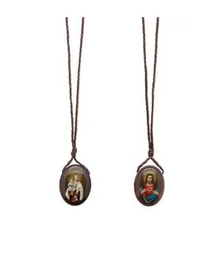 Oval Wooden Scapular w/ Resin