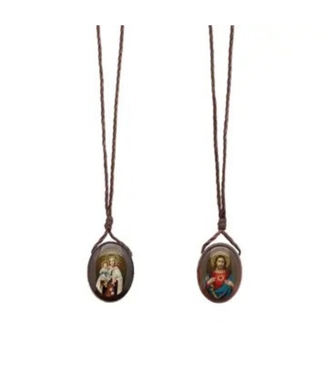 Oval Wooden Scapular w/ Resin