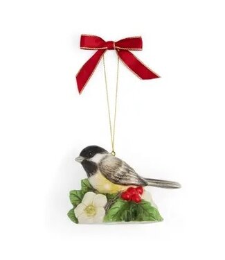 Spode Christmas Tree Chickadee Ornament 3"