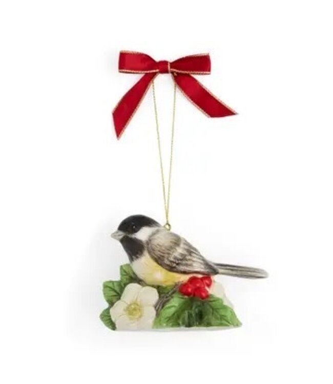 Spode Christmas Tree Chickadee Ornament 3"