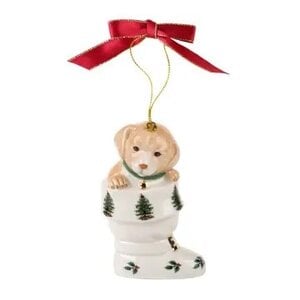 Spode Christmas Tree Puppy in Boot Ornament