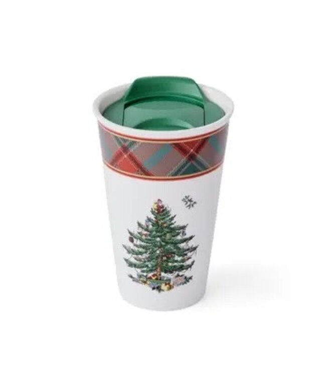 Spode Christmas Tree Tartan Travel Mug, 8 fl.oz.