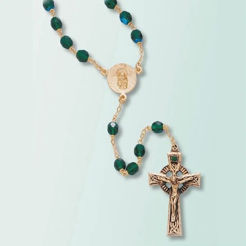 Irish Rosary with faceted beads and Celtic cross