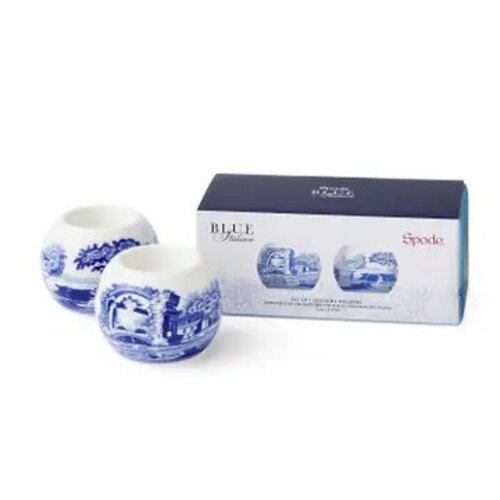 Blue Italian Tealight Holders Set of 2