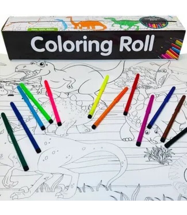 Reusable Jumbo Coloring Roll w/ Markers - Dinosaur Explore!