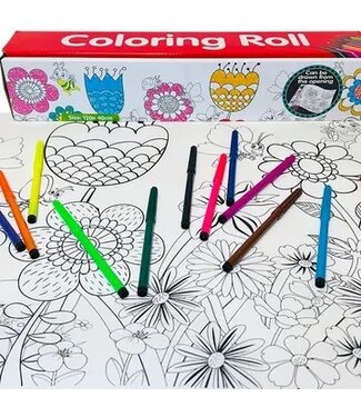 Reusable Jumbo Coloring Roll w/ Markers - Field of Flowers
