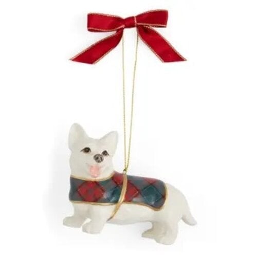 Christmas Tree Tartan Corgi Ornament 3"