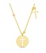 Sterling Silver Gold Open Cross Disc Polished Cross Necklace