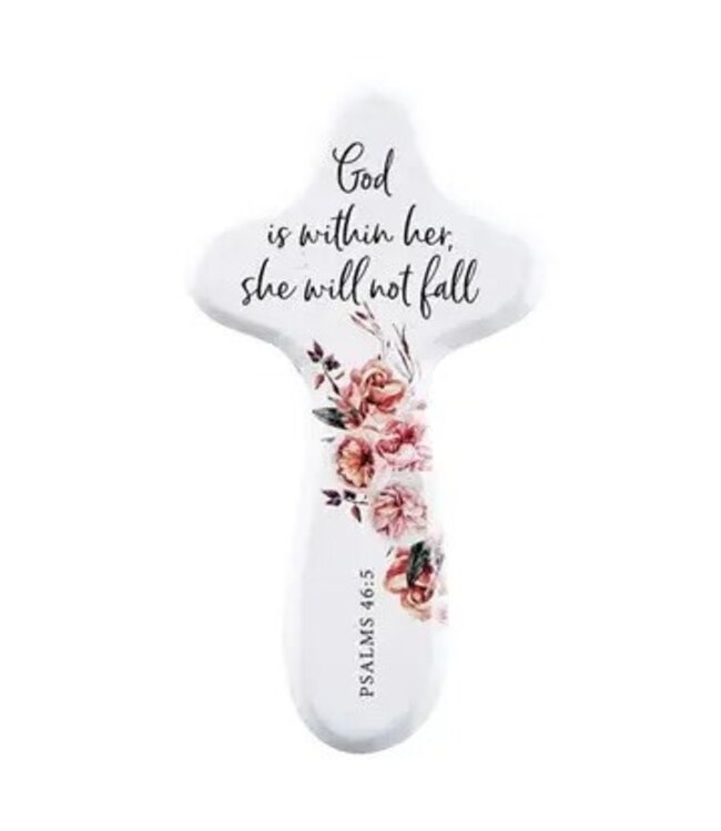 Handheld Cross - God Is Within Her 4"