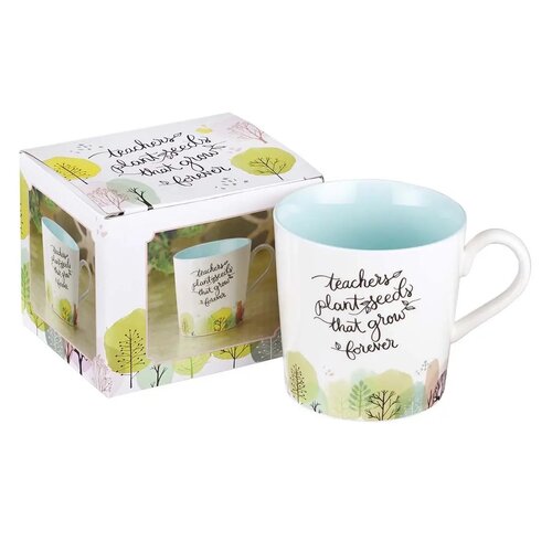 Mug Blue/White Trees Teacher Plant Seeds