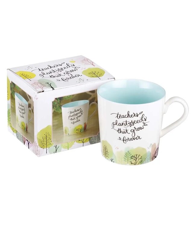 Mug Blue/White Trees Teacher Plant Seeds