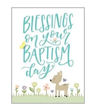 With Scripture Religious Greeting Card - Baptism Flowers