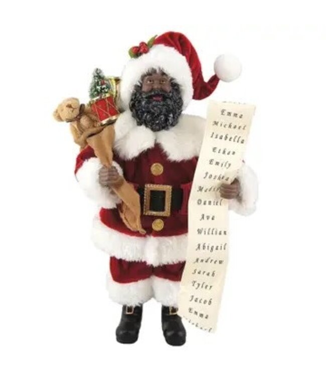 12" Black Santa with His List