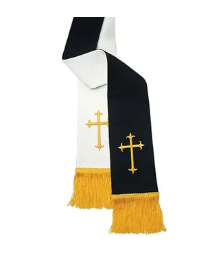Oxford Reversible Pulpit Stole - Cross - Black/White