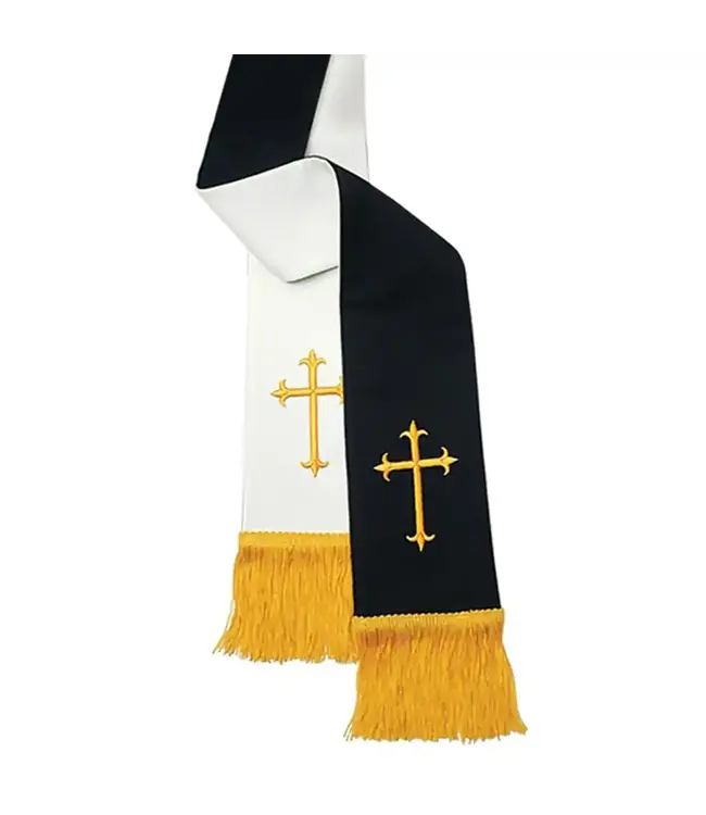 Oxford Reversible Pulpit Stole - Cross - Black/White