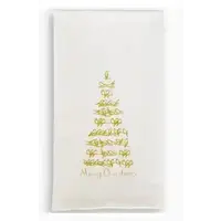 French Graffiti Gold Bird Tree with Merry Christmas