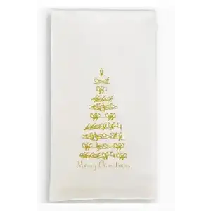 French Graffiti Gold Bird Tree with Merry Christmas