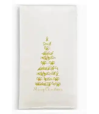 French Graffiti Gold Bird Tree with Merry Christmas