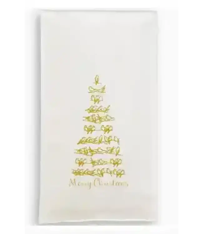 French Graffiti Gold Bird Tree with Merry Christmas