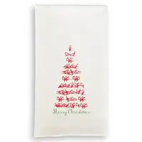 French Graffiti Red Bird Tree with Merry Christmas Dishtowel