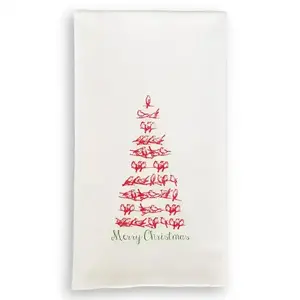 French Graffiti Red Bird Tree with Merry Christmas Dishtowel