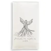 French Graffiti Light Grey Whispy Angel with Friends Are Angels Dishtowel