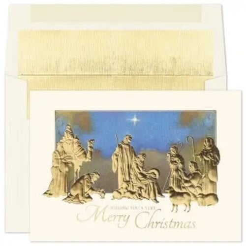 Golden Nativity Boxed Holiday Cards