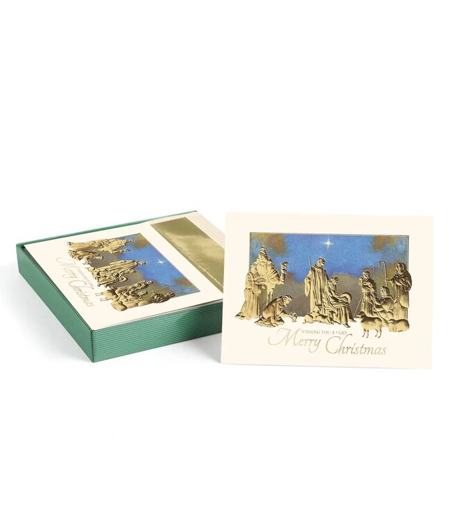 Golden Nativity Boxed Holiday Cards