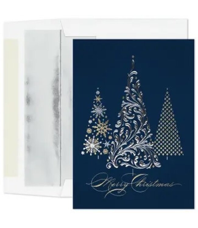 Metallic Treeline Boxed Holiday Cards