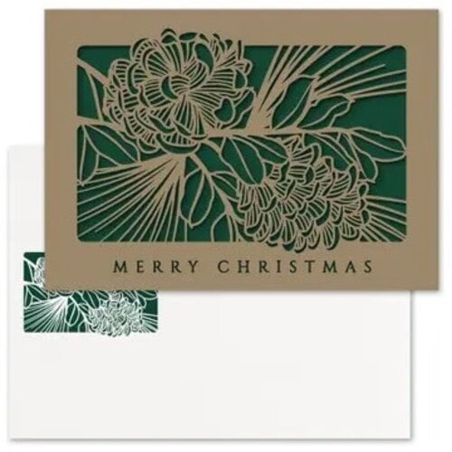 Pinecone Laser Cut Boxed Holiday Cards