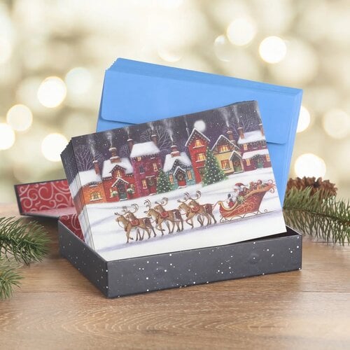 Santa & Sleigh Boxed Holiday Cards