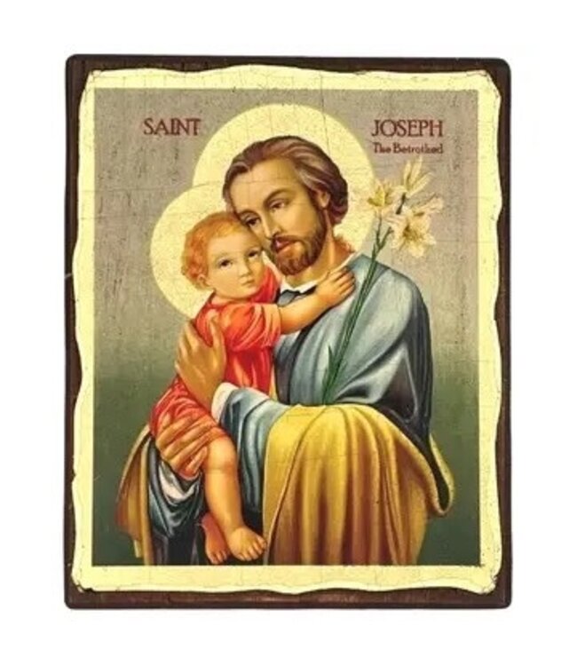 Saint Joseph The Betrothed Silk Screen Icon - 7. 9 x 5.9"