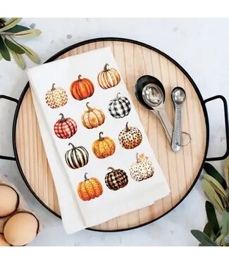 Fall Autumn Variety of Pumpkins Tea Towel