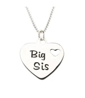 Sterling Silver Big Sis Heart Necklace 16-18"