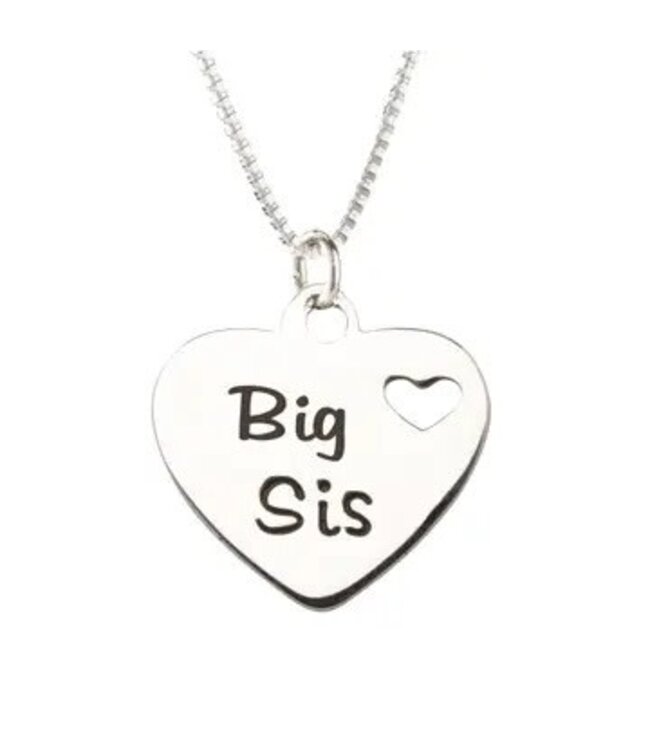 Sterling Silver Big Sis Heart Necklace 16-18"