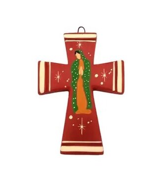 Terra Cotta Cross with Guadalupe Image