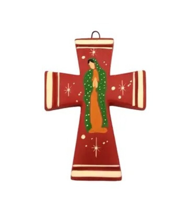 Terra Cotta Cross with Guadalupe Image
