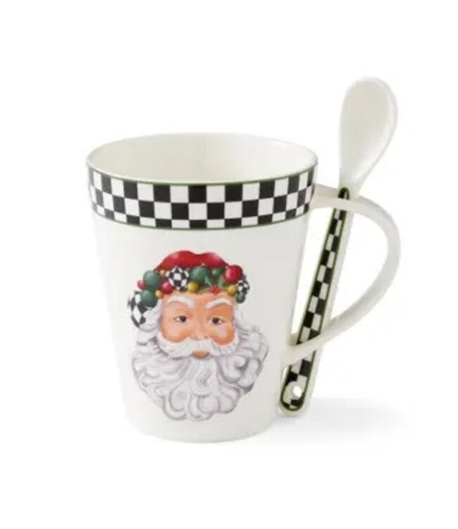 Black and White Christmas Mug and Spoon Set
