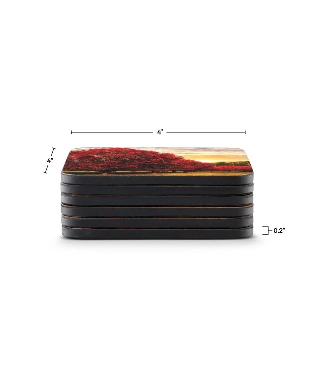 Crimson Trees Coasters Set of 6