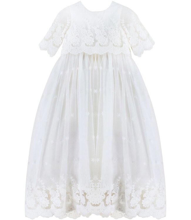 Baby Girl Star Lace Christening Gown + Bonnet