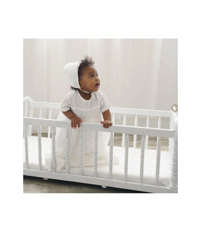 Christening Baptism Gown with Hand Smocked Cross + Bonnet