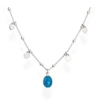 Silver Miracolosa Necklace w/ Blue Enamel 18"