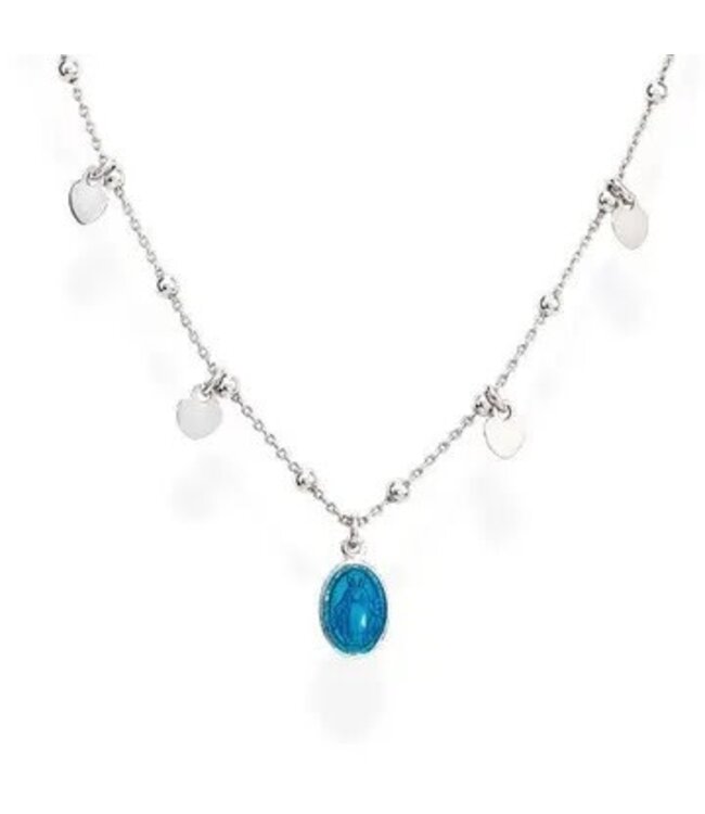 Silver Miracolosa Necklace w/ Blue Enamel 18"