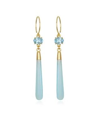 Gem Drop Earring-Topaz & Aqua Chalcedony