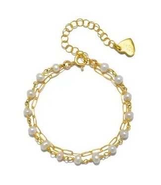 Gemstone Paperclip Bracelet-Freshwater Pearl