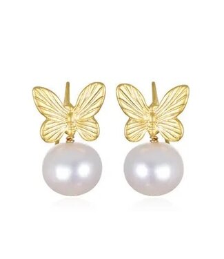 Baroque Pearl Butterfly Dangles